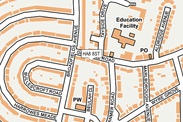 HA8 8ST map - OS OpenMap – Local (Ordnance Survey)