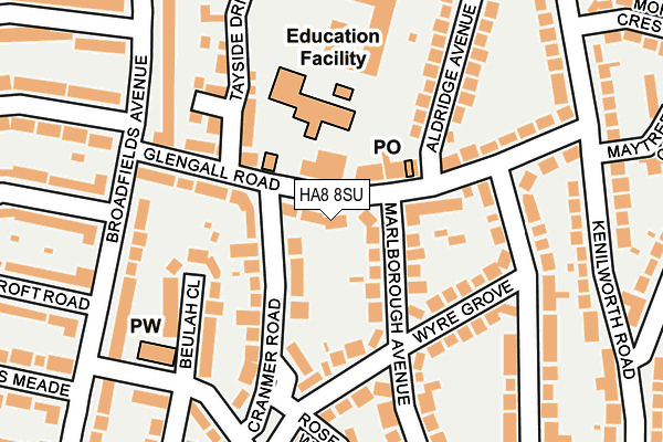 HA8 8SU map - OS OpenMap – Local (Ordnance Survey)