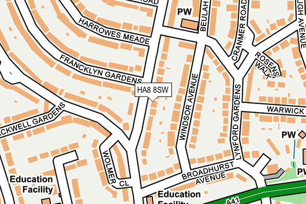 HA8 8SW map - OS OpenMap – Local (Ordnance Survey)