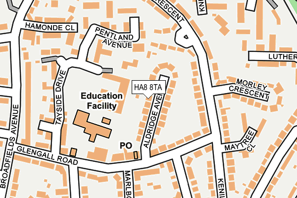 HA8 8TA map - OS OpenMap – Local (Ordnance Survey)