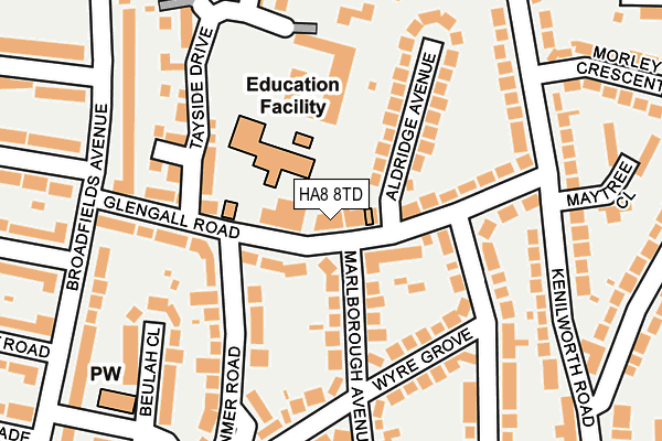 HA8 8TD map - OS OpenMap – Local (Ordnance Survey)