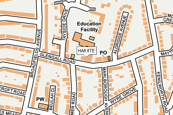 HA8 8TE map - OS OpenMap – Local (Ordnance Survey)