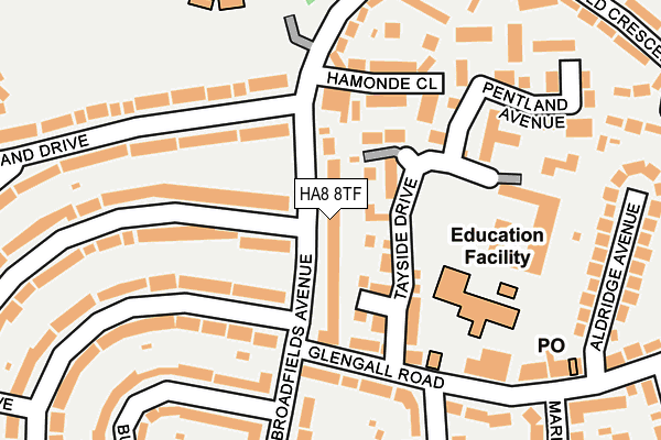 HA8 8TF map - OS OpenMap – Local (Ordnance Survey)