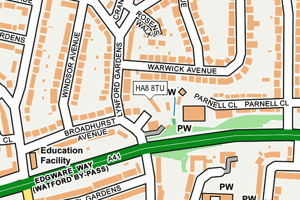 HA8 8TU map - OS OpenMap – Local (Ordnance Survey)