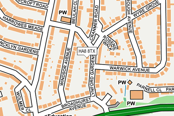 HA8 8TX map - OS OpenMap – Local (Ordnance Survey)