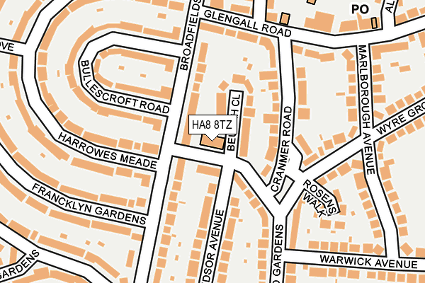 HA8 8TZ map - OS OpenMap – Local (Ordnance Survey)