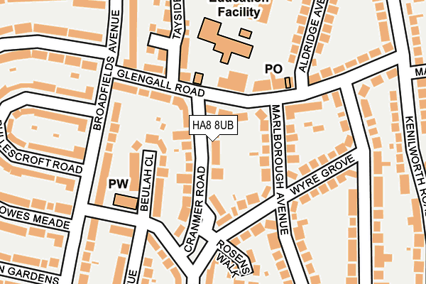 HA8 8UB map - OS OpenMap – Local (Ordnance Survey)