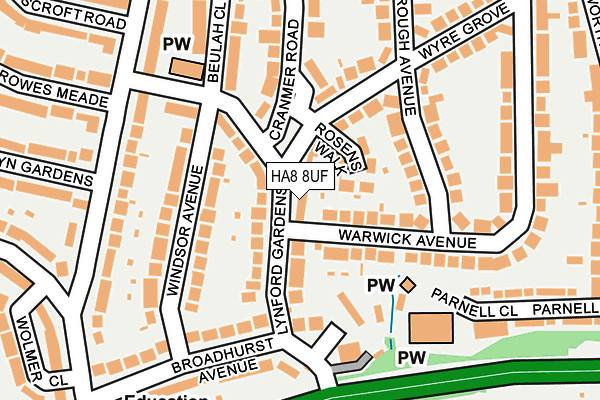 HA8 8UF map - OS OpenMap – Local (Ordnance Survey)