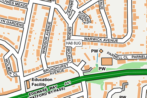 HA8 8UG map - OS OpenMap – Local (Ordnance Survey)