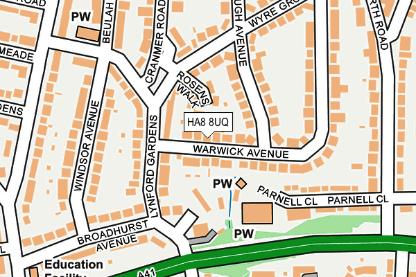 HA8 8UQ map - OS OpenMap – Local (Ordnance Survey)