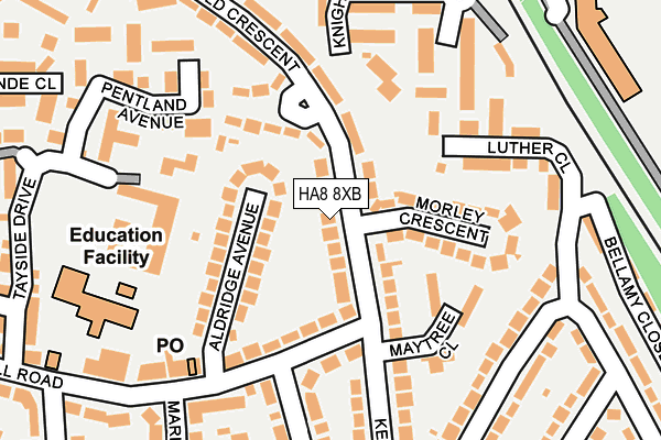 HA8 8XB map - OS OpenMap – Local (Ordnance Survey)