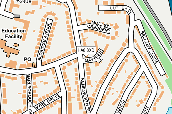 HA8 8XD map - OS OpenMap – Local (Ordnance Survey)