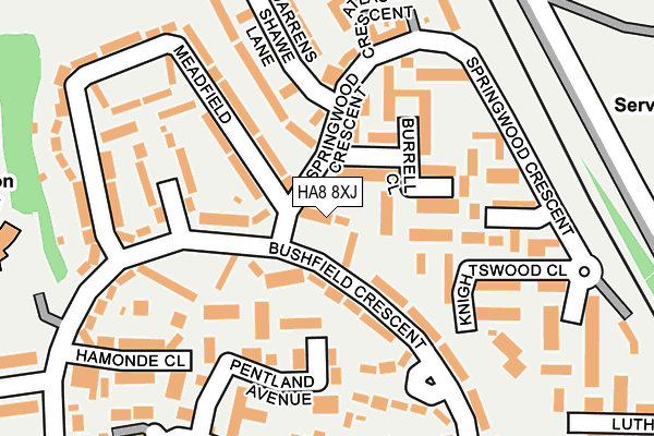 HA8 8XJ map - OS OpenMap – Local (Ordnance Survey)