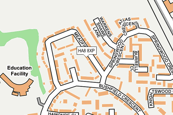 HA8 8XP map - OS OpenMap – Local (Ordnance Survey)