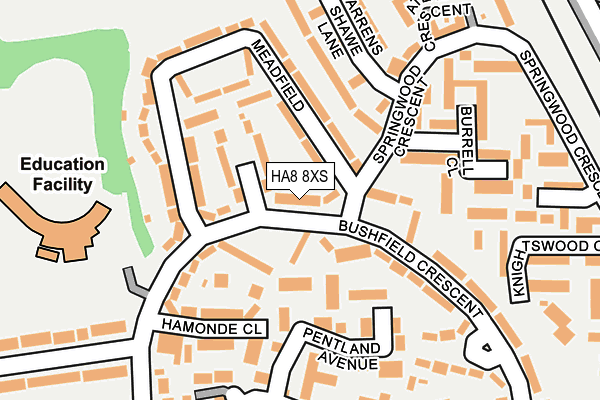 HA8 8XS map - OS OpenMap – Local (Ordnance Survey)