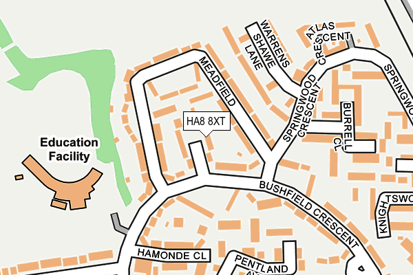 HA8 8XT map - OS OpenMap – Local (Ordnance Survey)