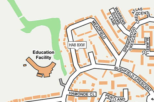 HA8 8XW map - OS OpenMap – Local (Ordnance Survey)