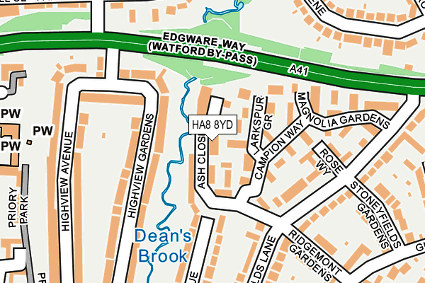 HA8 8YD map - OS OpenMap – Local (Ordnance Survey)