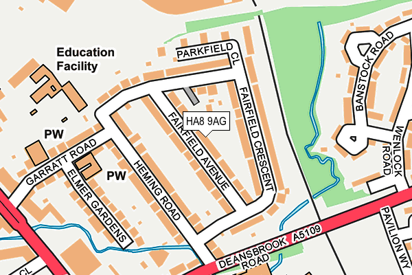 HA8 9AG map - OS OpenMap – Local (Ordnance Survey)