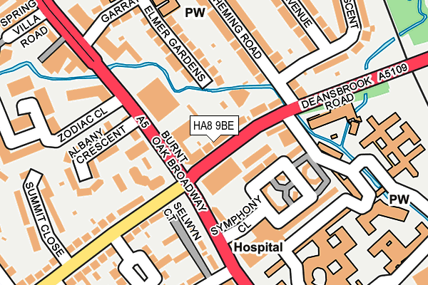 HA8 9BE map - OS OpenMap – Local (Ordnance Survey)