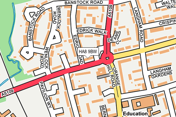 HA8 9BW map - OS OpenMap – Local (Ordnance Survey)