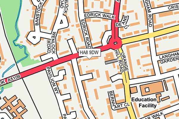 HA8 9DW map - OS OpenMap – Local (Ordnance Survey)