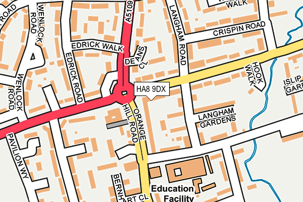 HA8 9DX map - OS OpenMap – Local (Ordnance Survey)