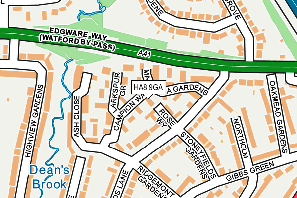 HA8 9GA map - OS OpenMap – Local (Ordnance Survey)