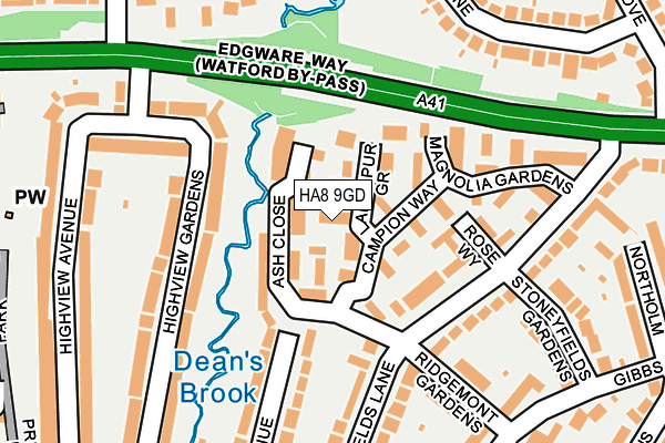 HA8 9GD map - OS OpenMap – Local (Ordnance Survey)