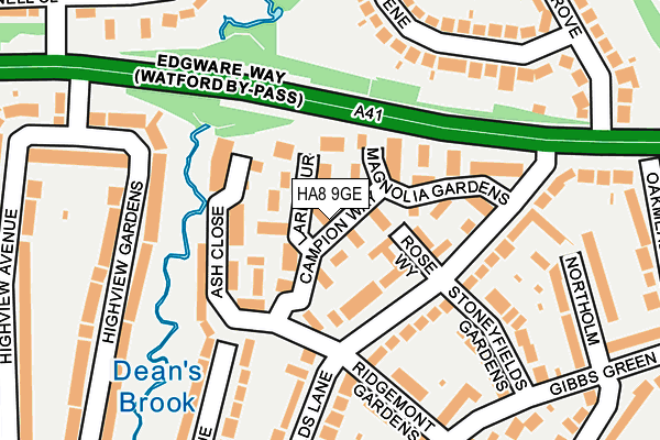 HA8 9GE map - OS OpenMap – Local (Ordnance Survey)