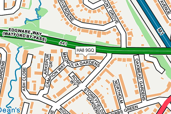 HA8 9GQ map - OS OpenMap – Local (Ordnance Survey)