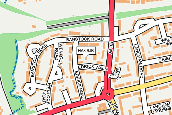 HA8 9JB map - OS OpenMap – Local (Ordnance Survey)