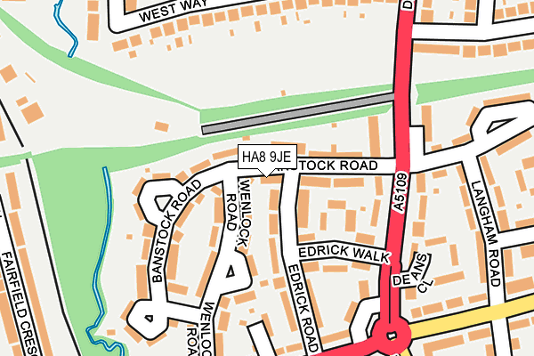 HA8 9JE map - OS OpenMap – Local (Ordnance Survey)