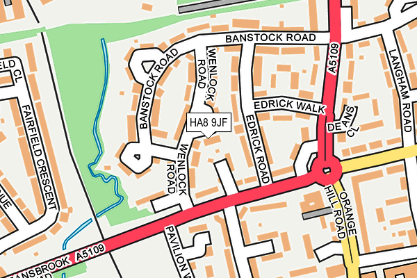 HA8 9JF map - OS OpenMap – Local (Ordnance Survey)