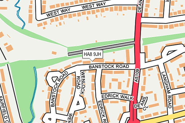 HA8 9JH map - OS OpenMap – Local (Ordnance Survey)