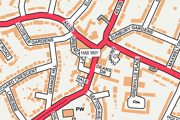 HA8 9NY map - OS OpenMap – Local (Ordnance Survey)