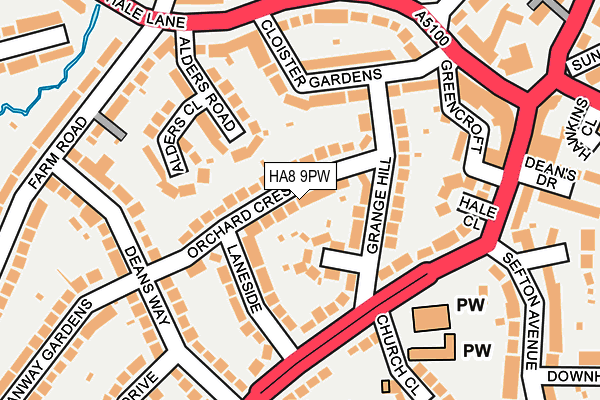 HA8 9PW map - OS OpenMap – Local (Ordnance Survey)