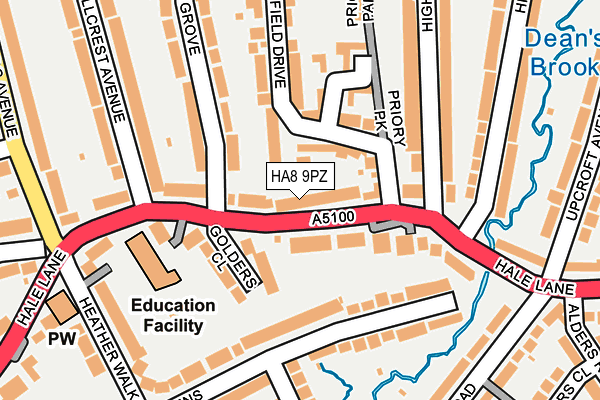 HA8 9PZ map - OS OpenMap – Local (Ordnance Survey)