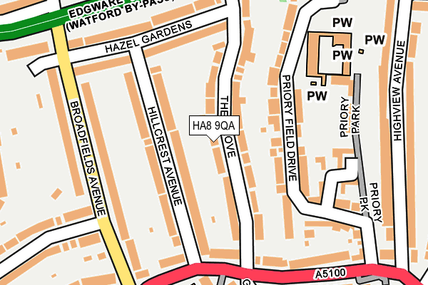 HA8 9QA map - OS OpenMap – Local (Ordnance Survey)