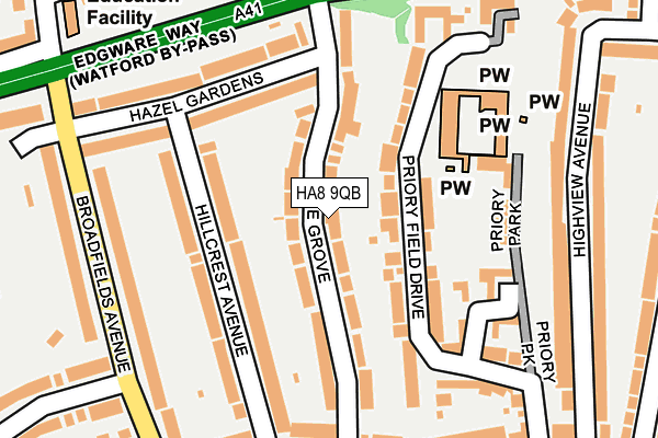 HA8 9QB map - OS OpenMap – Local (Ordnance Survey)