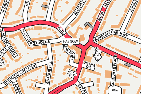 HA8 9QW map - OS OpenMap – Local (Ordnance Survey)