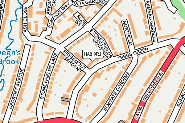 HA8 9RJ map - OS OpenMap – Local (Ordnance Survey)