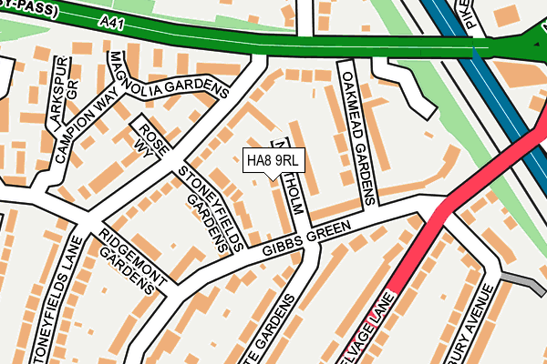 HA8 9RL map - OS OpenMap – Local (Ordnance Survey)