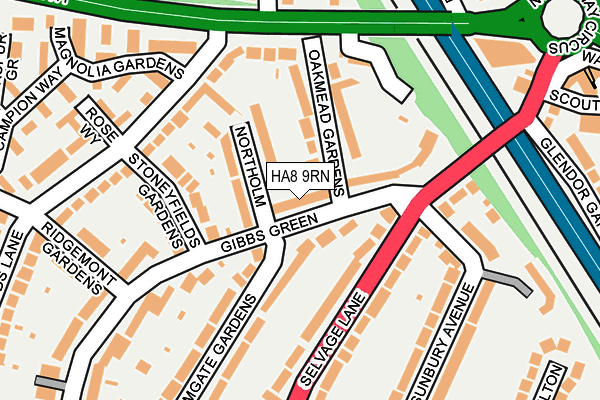 HA8 9RN map - OS OpenMap – Local (Ordnance Survey)