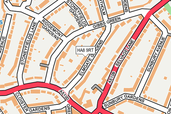 HA8 9RT map - OS OpenMap – Local (Ordnance Survey)