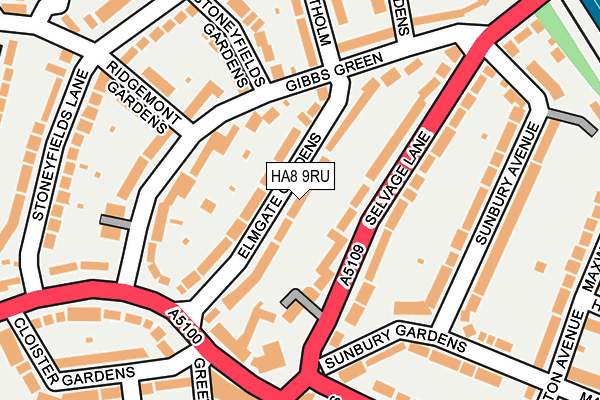 HA8 9RU map - OS OpenMap – Local (Ordnance Survey)