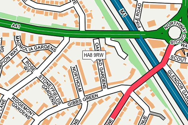 HA8 9RW map - OS OpenMap – Local (Ordnance Survey)