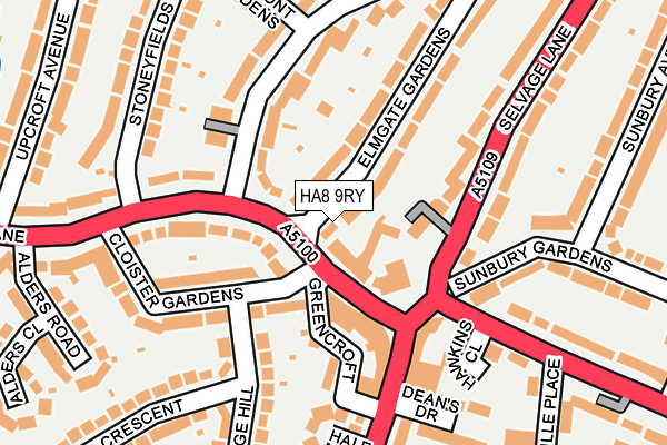 HA8 9RY map - OS OpenMap – Local (Ordnance Survey)
