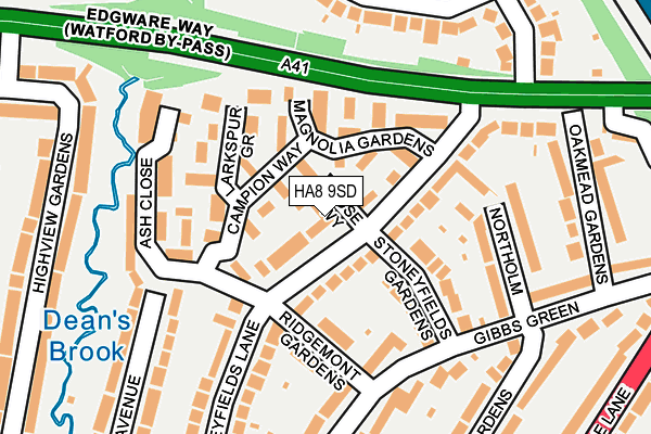 HA8 9SD map - OS OpenMap – Local (Ordnance Survey)