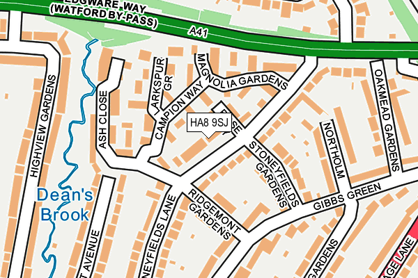 HA8 9SJ map - OS OpenMap – Local (Ordnance Survey)